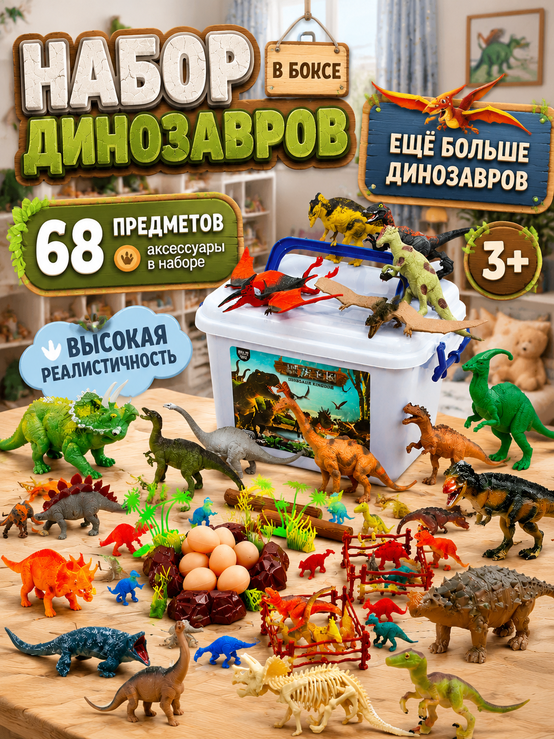 Изображение товара Игровой набор TrendToys Динозавры - фигурки для детей
