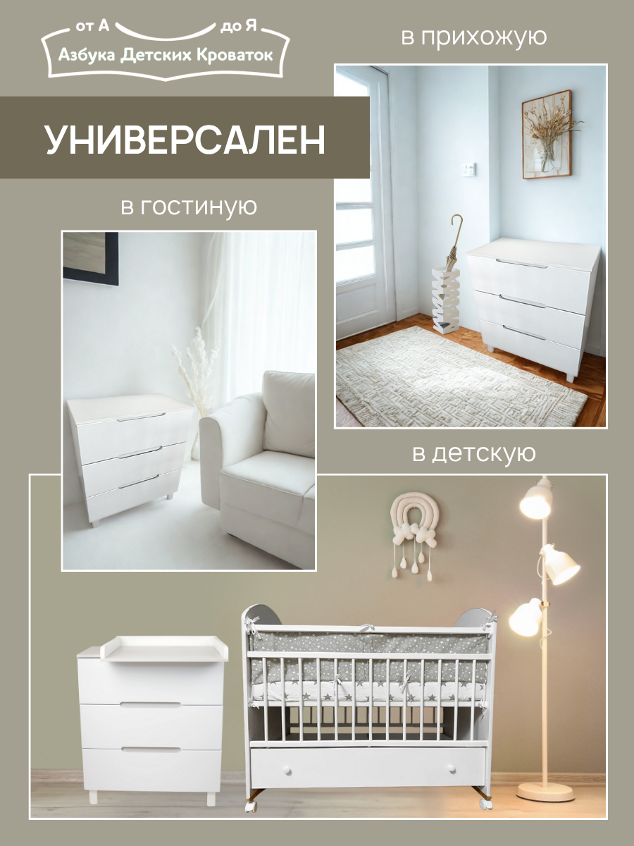 Комод пеленальный Азбука Кроваток Аврора белый - фото 8