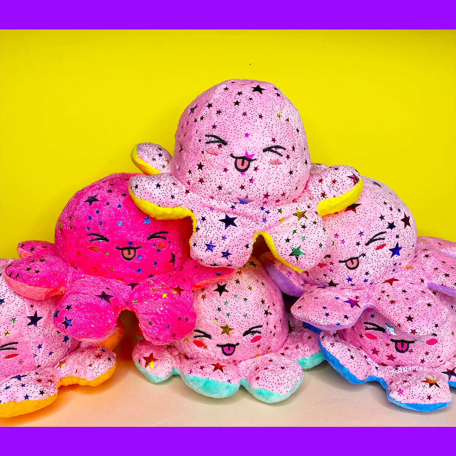 Мягкая игрушка MINI-TOYS вывернушка Осьминог двусторонний. Розовый-голубой - фото 8
