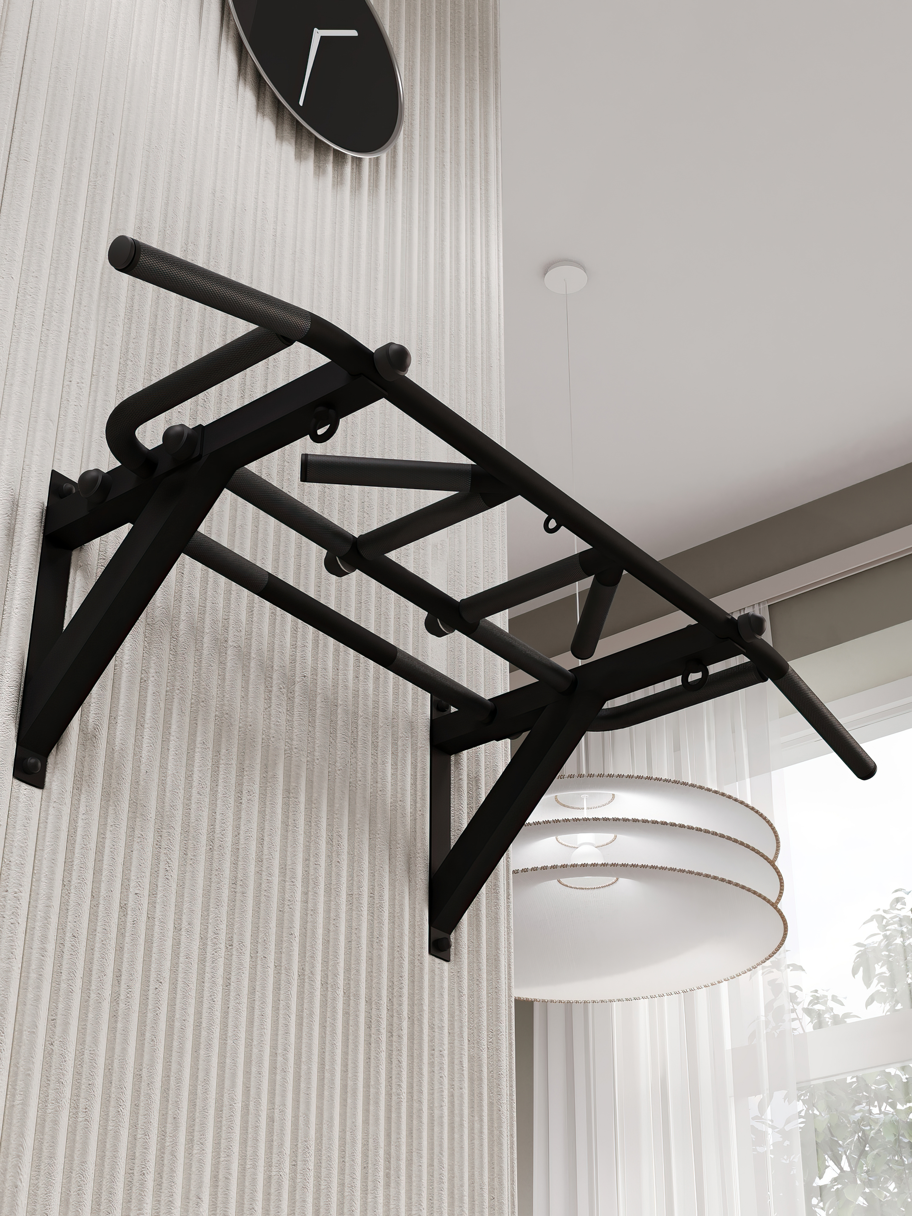 Турник настенный "Тарантул" BLACK - стальное рифление хватов - фото 1