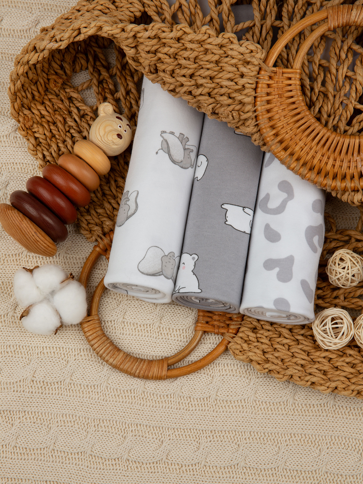 Пелёнка inlovery трикотаж 85х100 см 3 шт. - фото 1