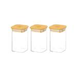 Набор 3-х банок для хранения Elan Gallery 250 мл 6х6х11 см Crystal glass стеклянные с бамбуковой крышкой с силиконовой прокладкой