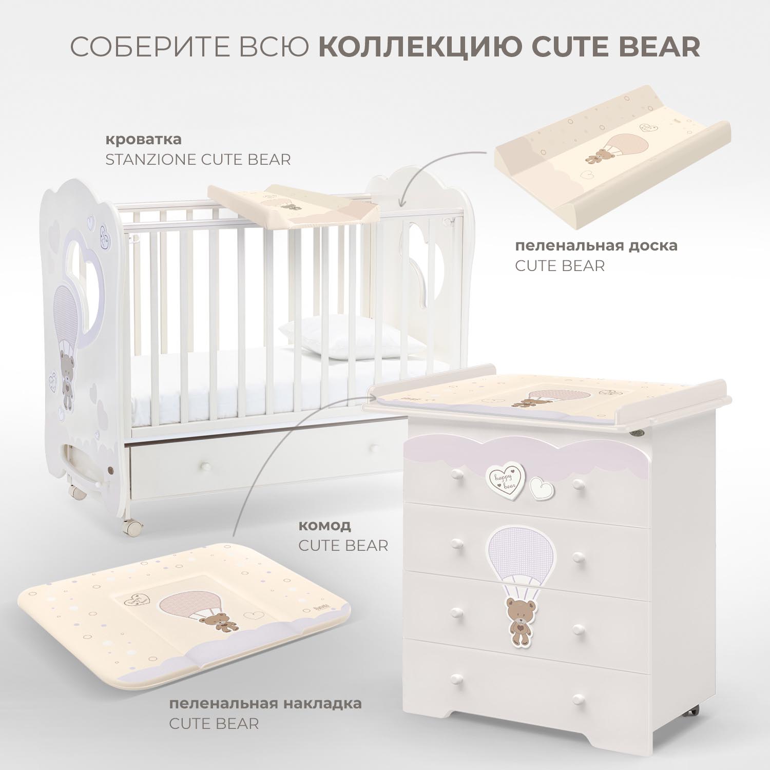 Доска пеленальная Nuovita Parallelo Cute Bear Ванильный - фото 7