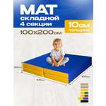 Мат спортивный KMS sport № 5 (100 х 200 х 10) складной 3 сложения сине-жёлтый