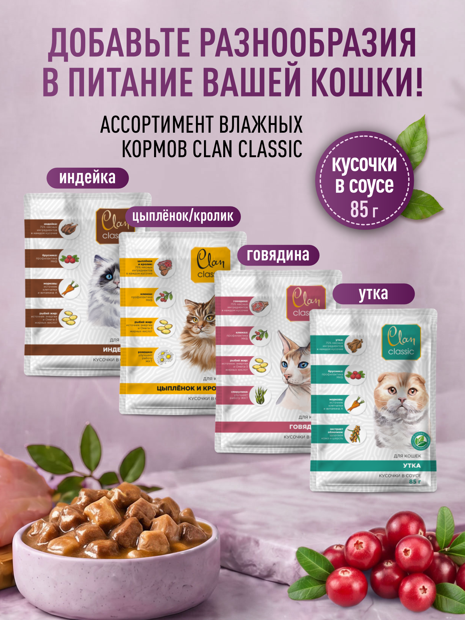 Корм для котят сухой Clan Classic Kittens 36/19 курица с индейкой 1.25кг - фото 7