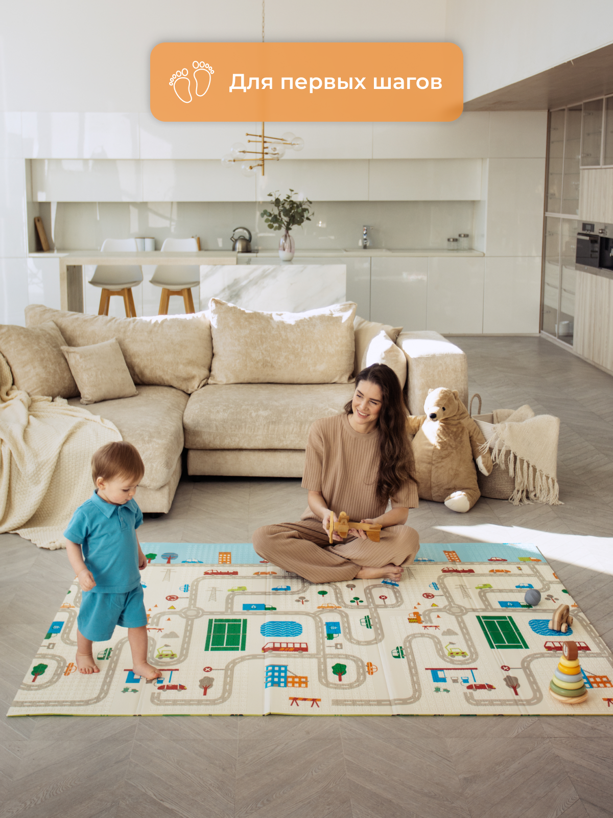 Детский складной коврик Mamagoods Город и жирафы 150 x 200 см 1 шт. - фото 13