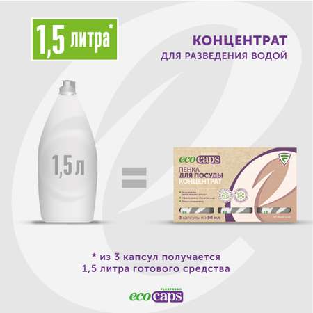 Средство для мытья посуды EcoCaps концентрат для образования пенки с ароматом белого чая 3 шт