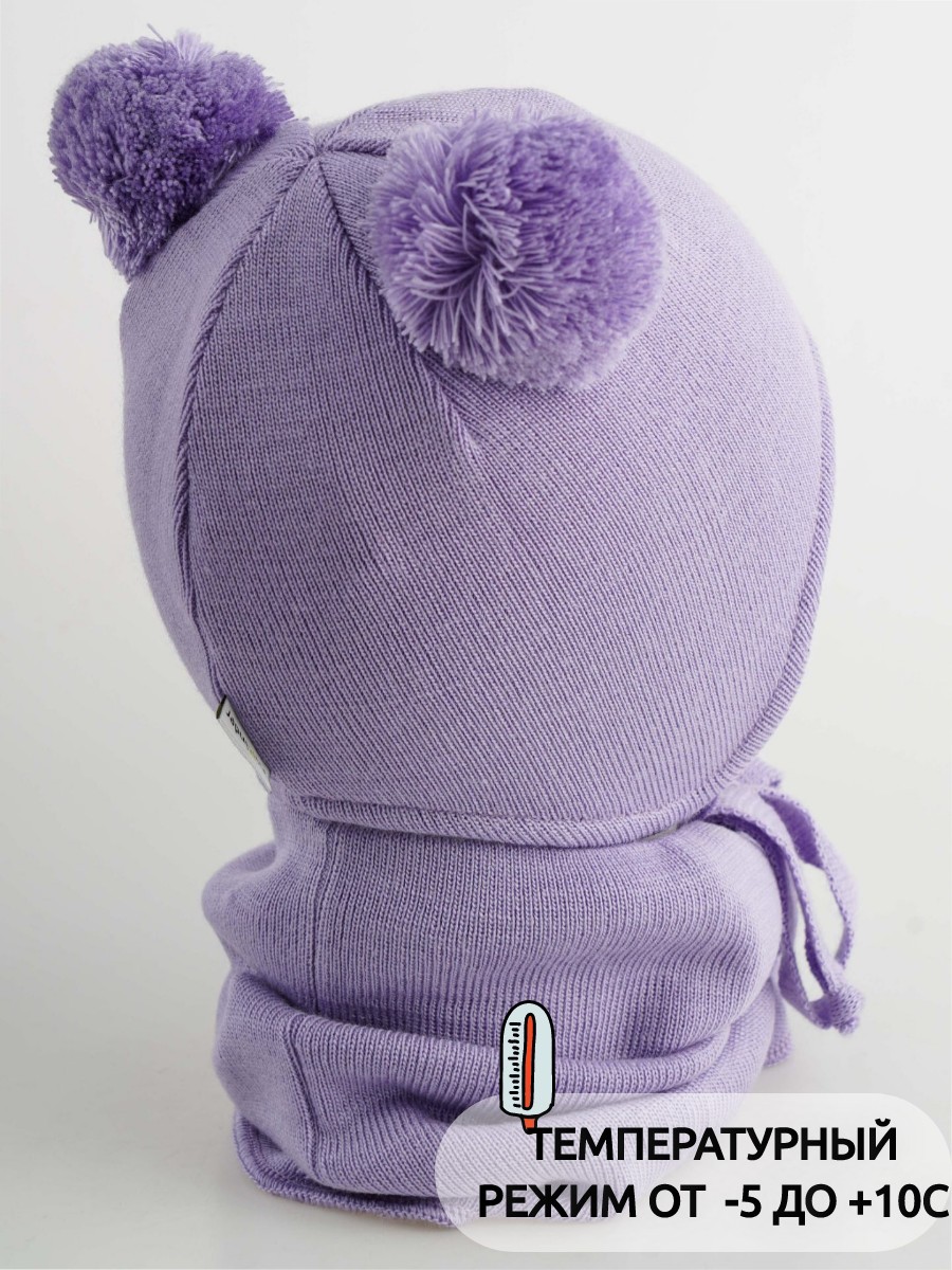 Шапка и снуд ПриКиндер U-Sp22529 Цвет: Сиреневый - фото 8