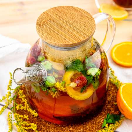 Чайник Good Sale с бамбуковой крышкой 1200 мл