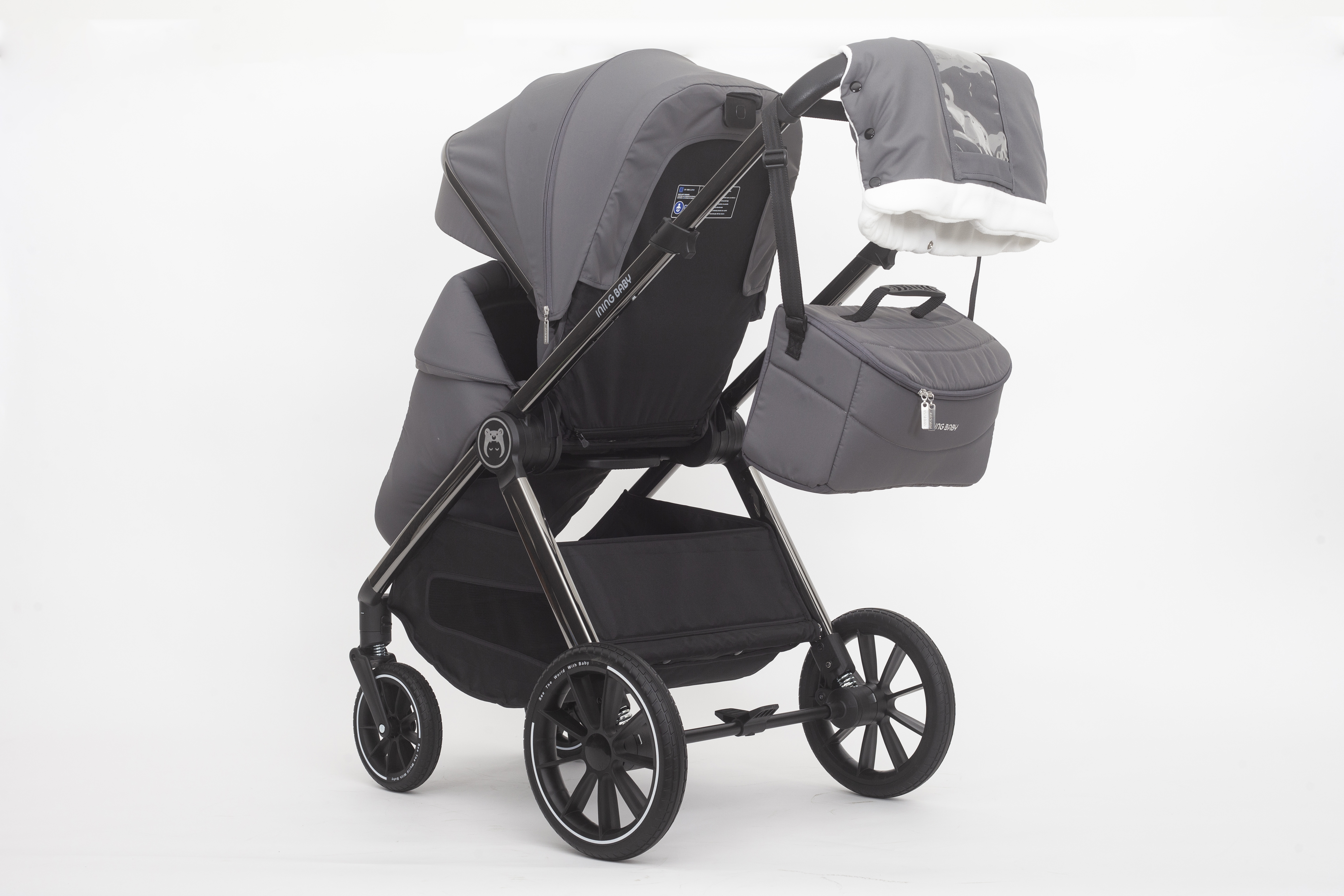 Коляска 2в1 Ining baby pro grey - фото 11