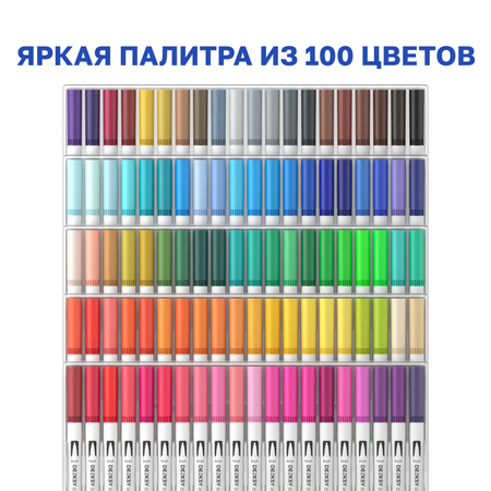 Маркеры DENKSY двусторонний 100 цв.