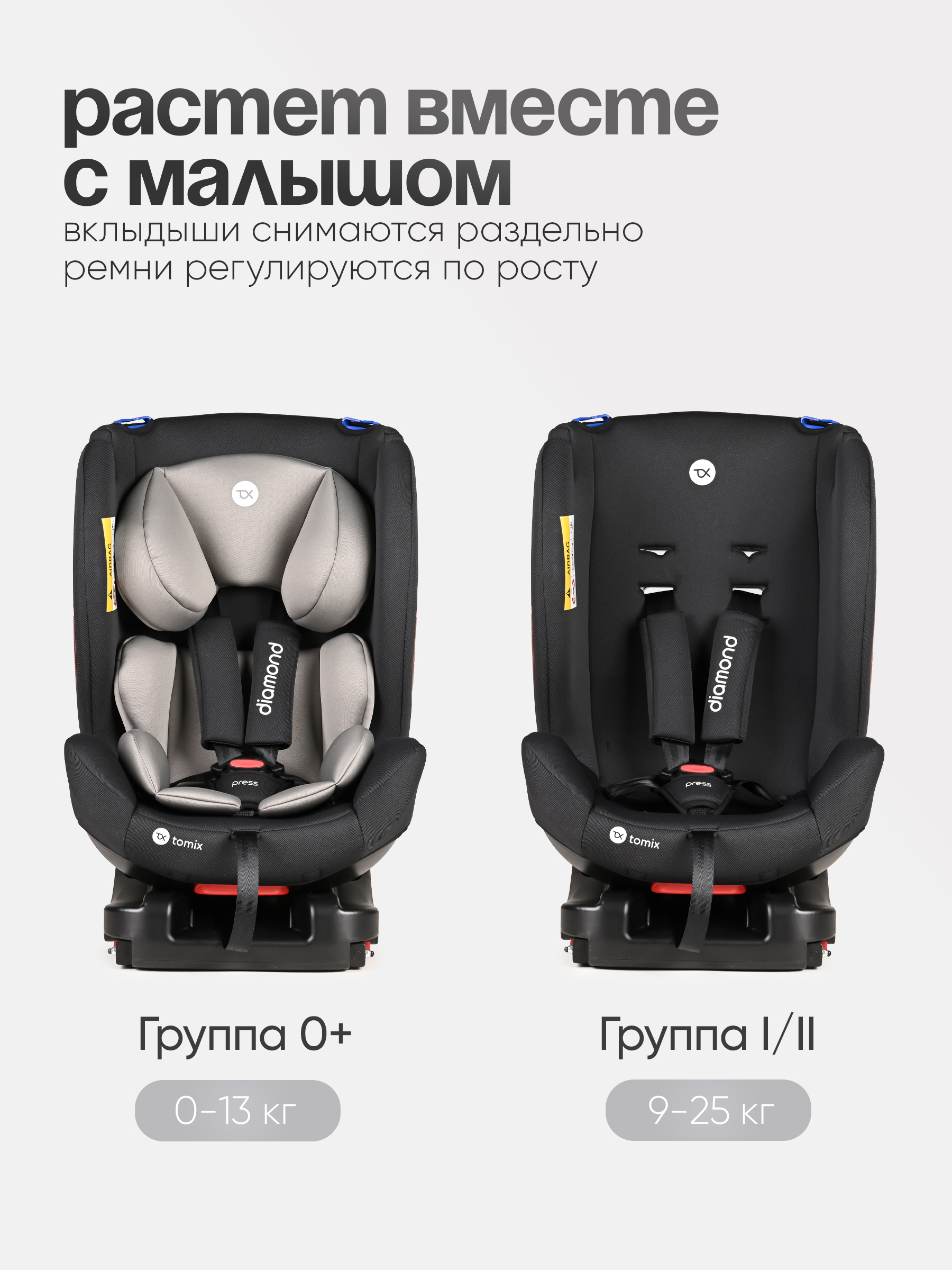 Автокресло Tomix Diamond Isofix Isofix 0+/1/2 (0-25 кг) черный - фото 11