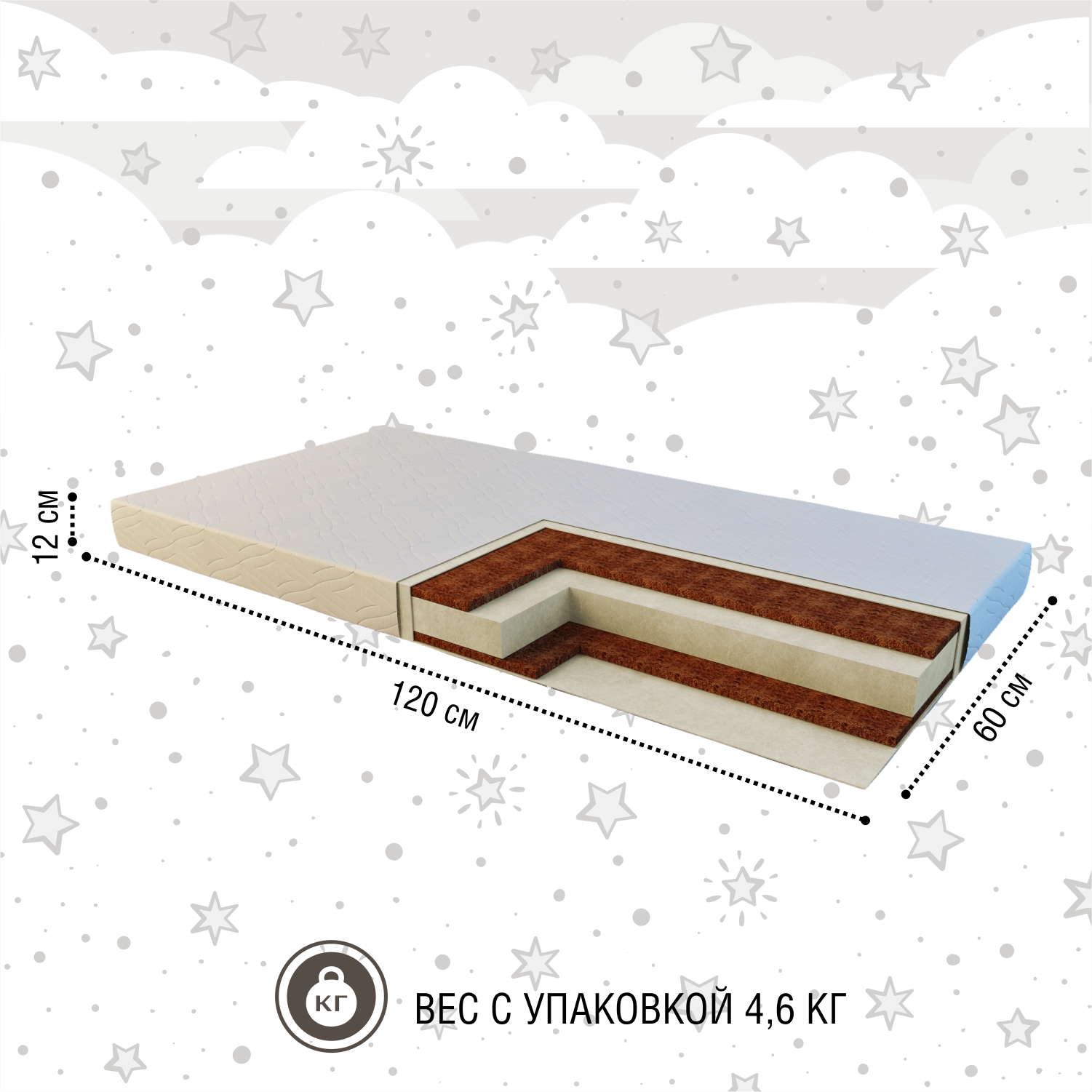 Матрас Sweet Baby Comfort Plus 120х60 - фото 2