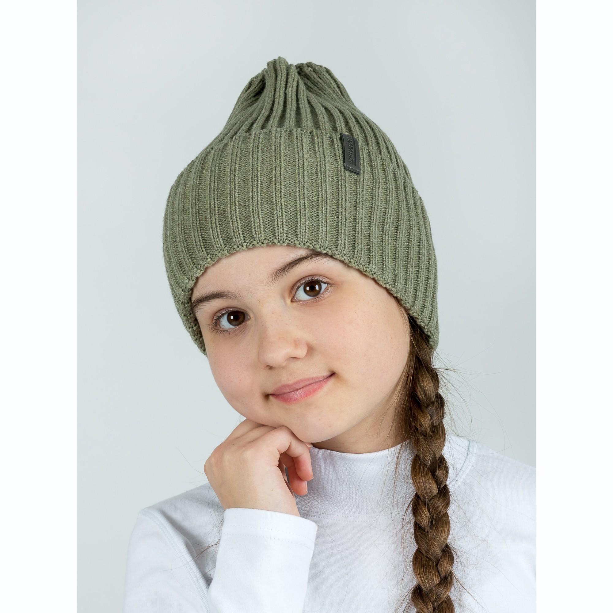 Шапка KiMMi co К-Ш-1608120 св.хаки - фото 1