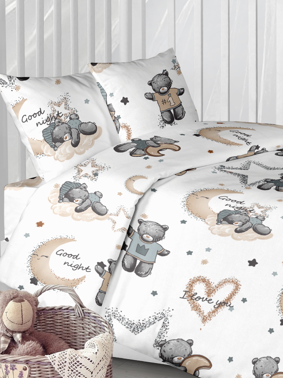 Комплект постельного белья Lemony kids Teddy bear Белый 3 предмета - фото 2