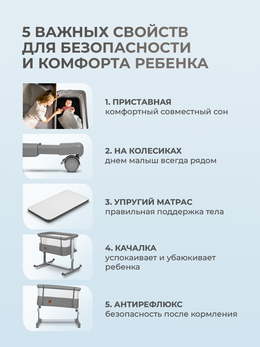 Колыбель Lionelo Aurora Grey Concrete - фото 2
