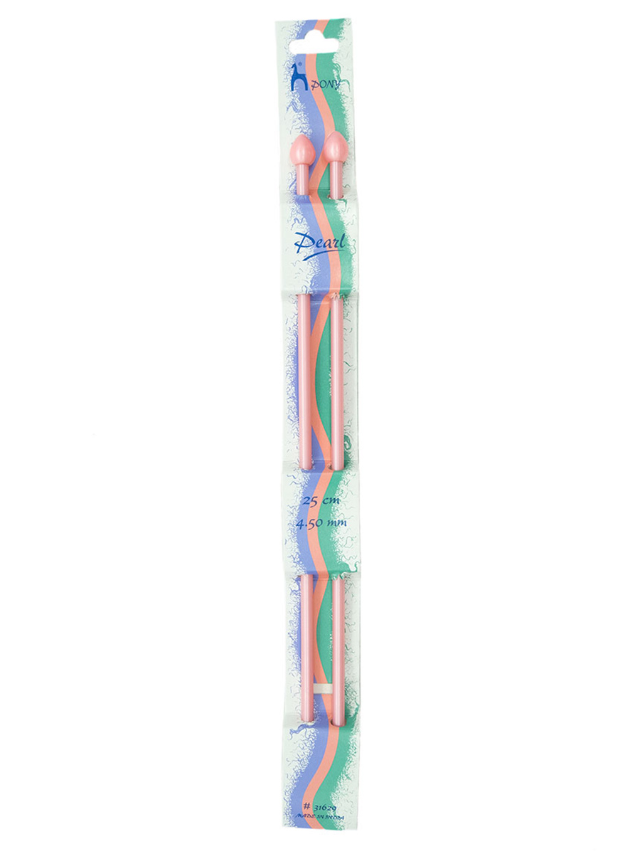 Спицы прямые Pony пластиковые для начинающих PEARL 4.5 мм 25 см розовые 31629 - фото 7