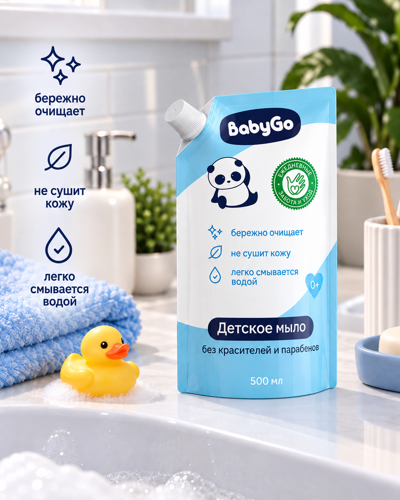 Мыло жидкое BabyGo Без красителей 500 мл - фото 3