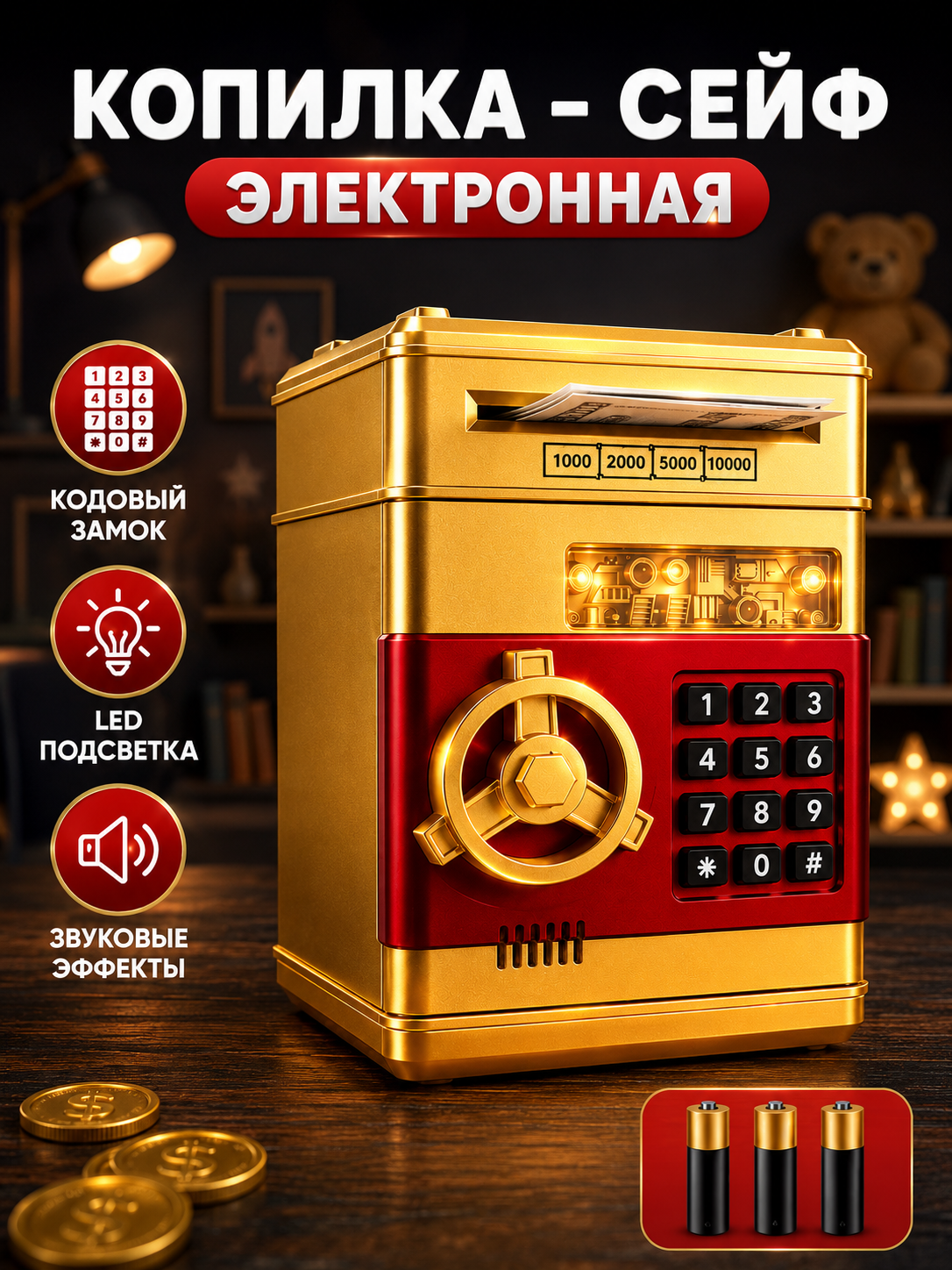 Изображение товара Электронная копилка-сейф BalaToys с кодовым замком