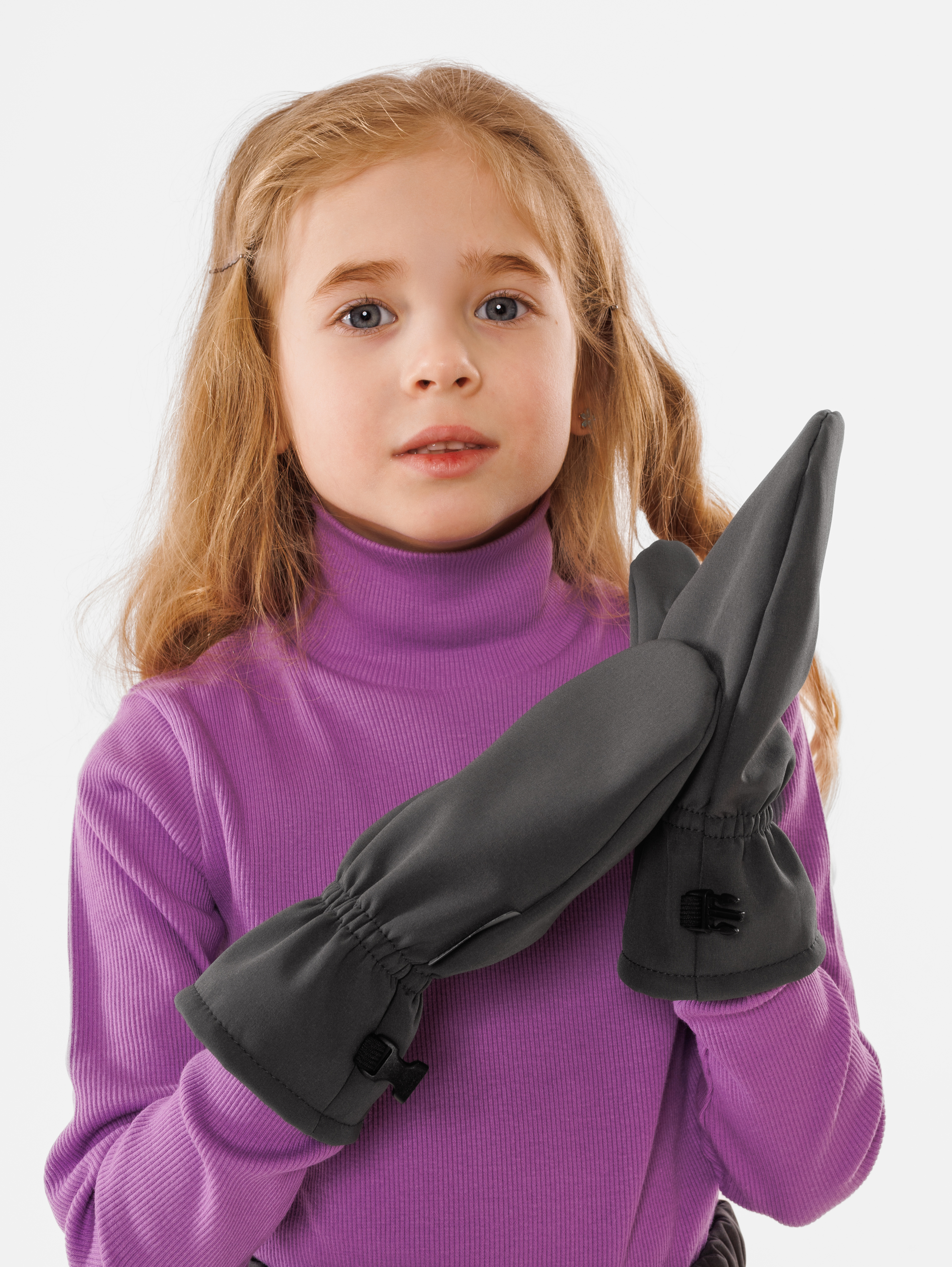 Варежки LittleKiddy varegki_softshellтемно-серый - фото 5