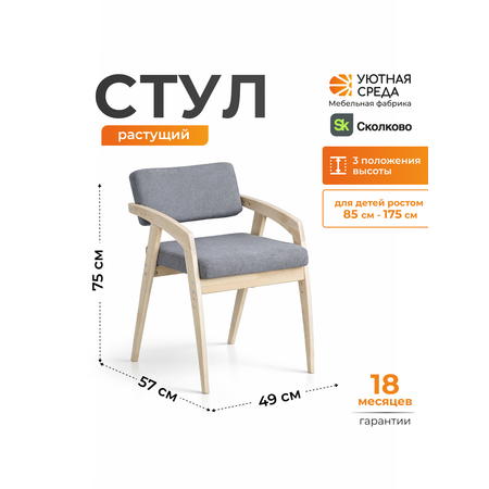 Стул Уютная среда с подлокотником серый 1 шт.