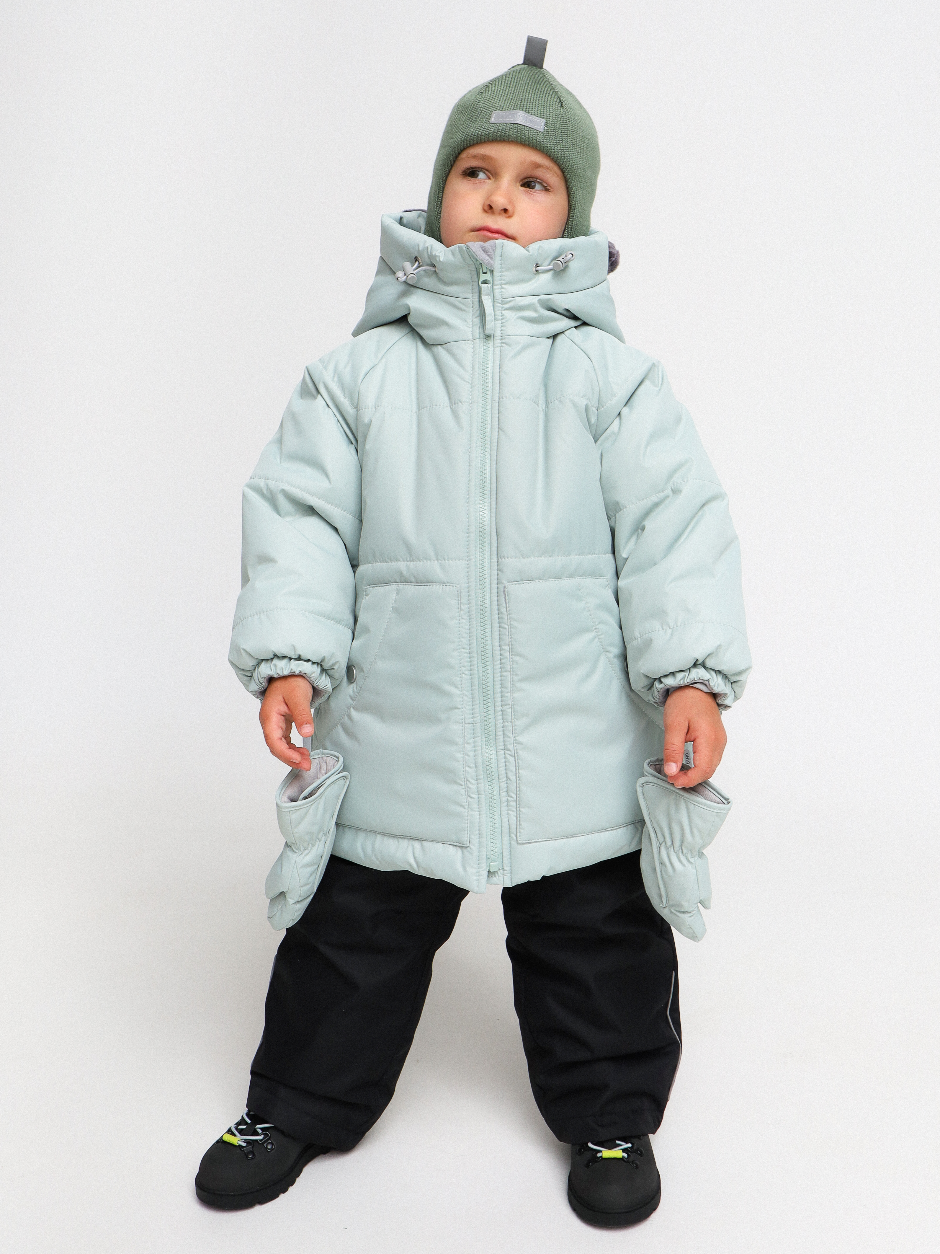 Куртка MINIDINO G-VO-Krt-149/0Куртка зимняя с ушками светло-фисташковая - фото 3