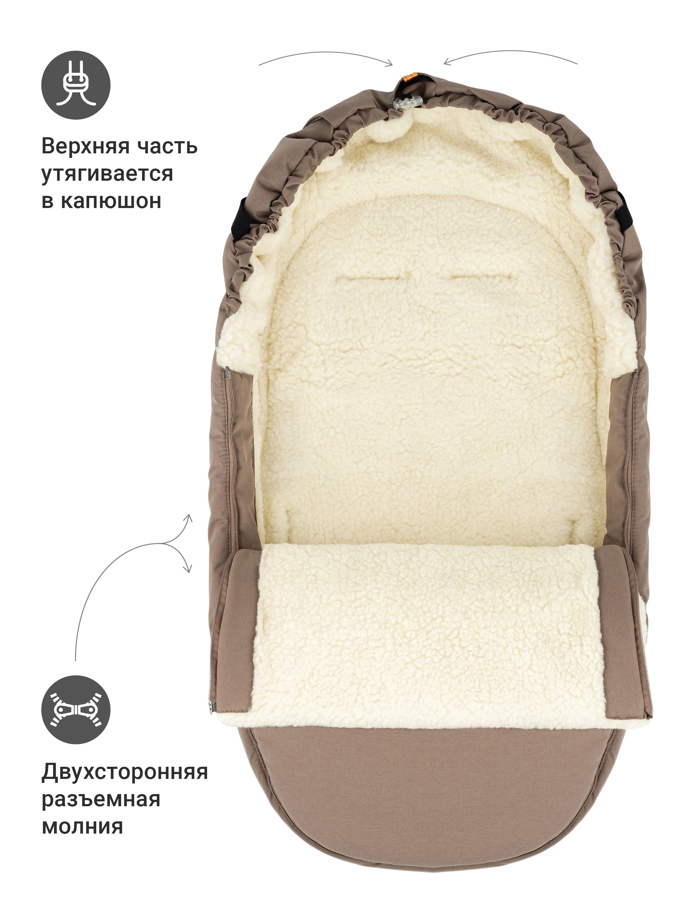 Зимний конверт для новорожденного на овчине - фото 3