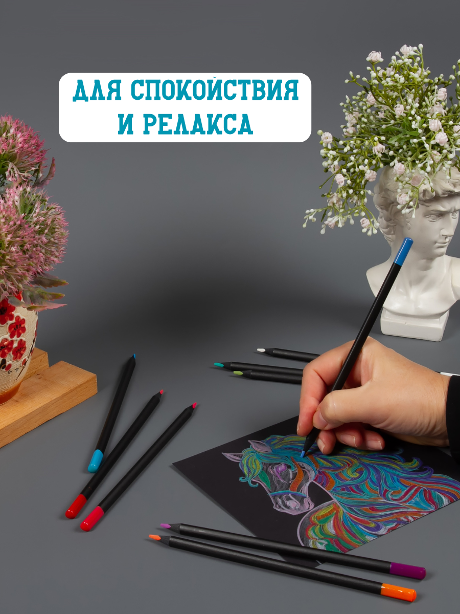 Раскраска для взрослых антистресс AXLER набор для раскрашивания и арт терапии мандалы 20 шт и карандаши 24 цв - фото 4