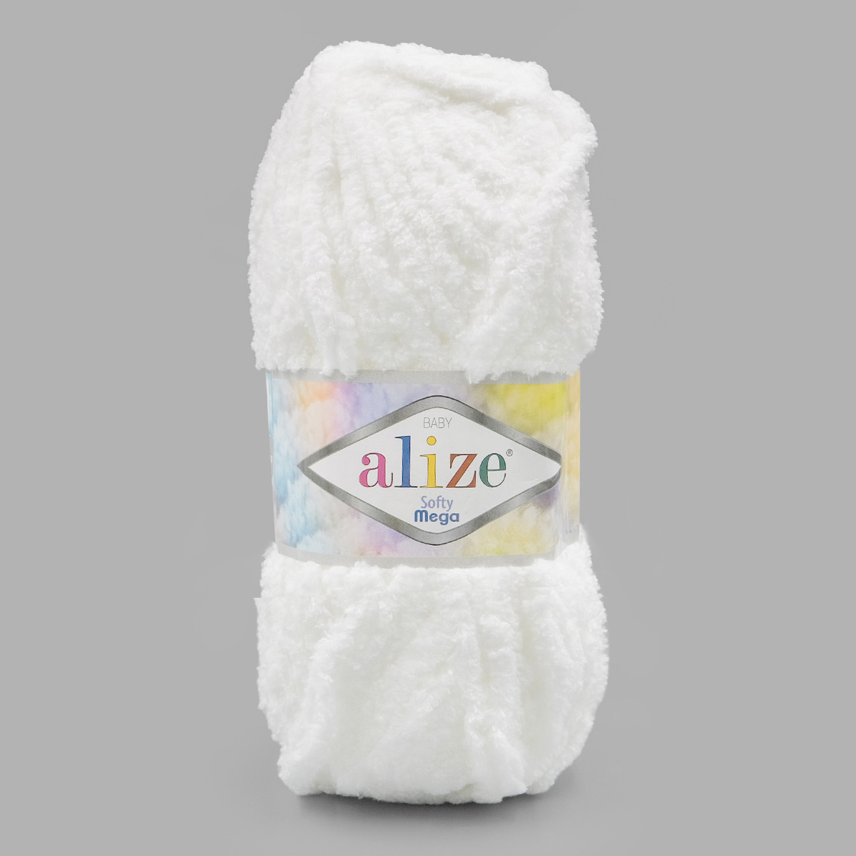 Пряжа для вязания Alize softy mega 100 гр 70 м микрополиэстер мягкая 55 белый 5 мотков - фото 6