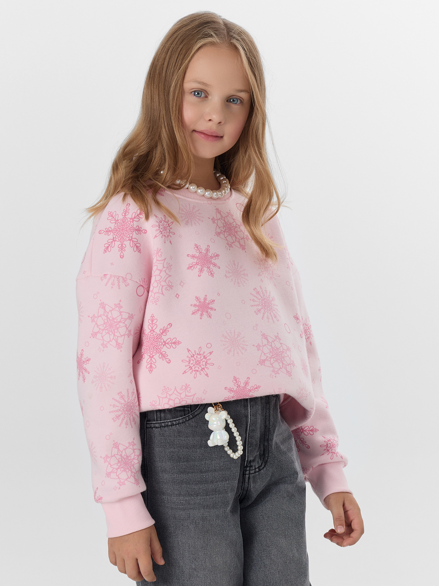 Свитшот Mark Formelle (Марк Формэль) 127897/1/снежинки на розовом нектаре - фото 2