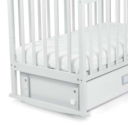 Детская кроватка Babyton прямоугольная, поперечный маятник (белый)