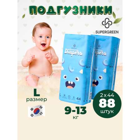 Подгузники SUPERGREEN Premium L 88 шт.