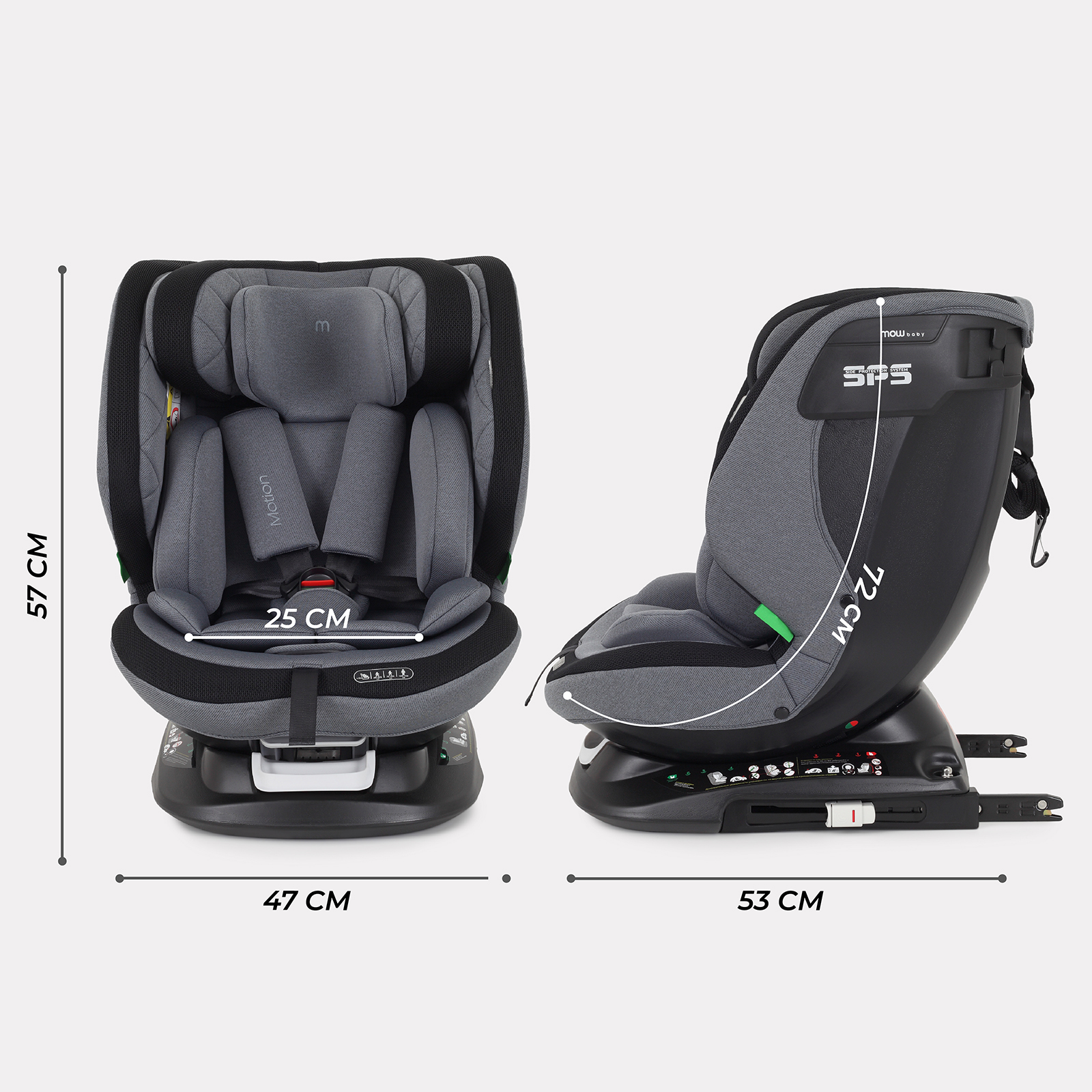 Автокресло MOWbaby Motion Isofix 0+/1/2/3 (0-36 кг) серый - фото 2