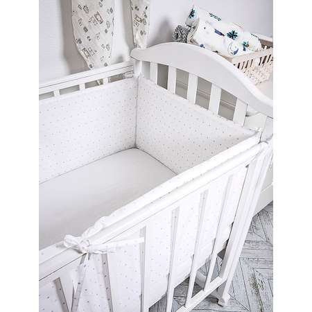 Бортик в кроватку Baby Nice защитный Горох серый