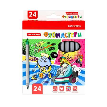 Фломастеры Prof-Press двусторонний 24 цв.
