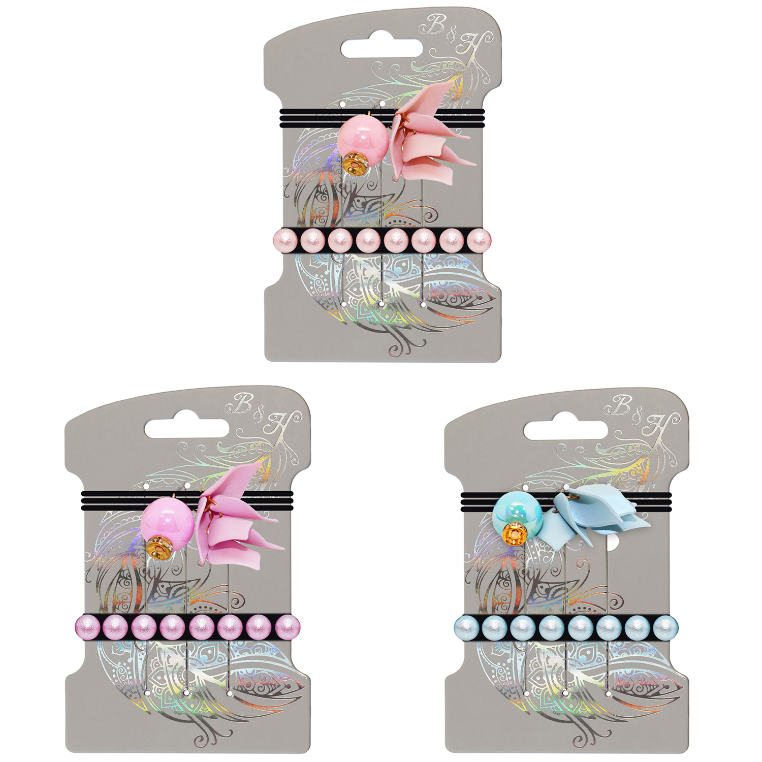 Изображение товара Набор резинок для волос B and H жемчужные шарики и цветок 2 шт