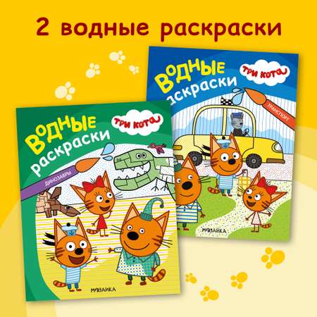 Набор Три кота Водные раскраски для мальчиков (Динозавры + Транспорт)