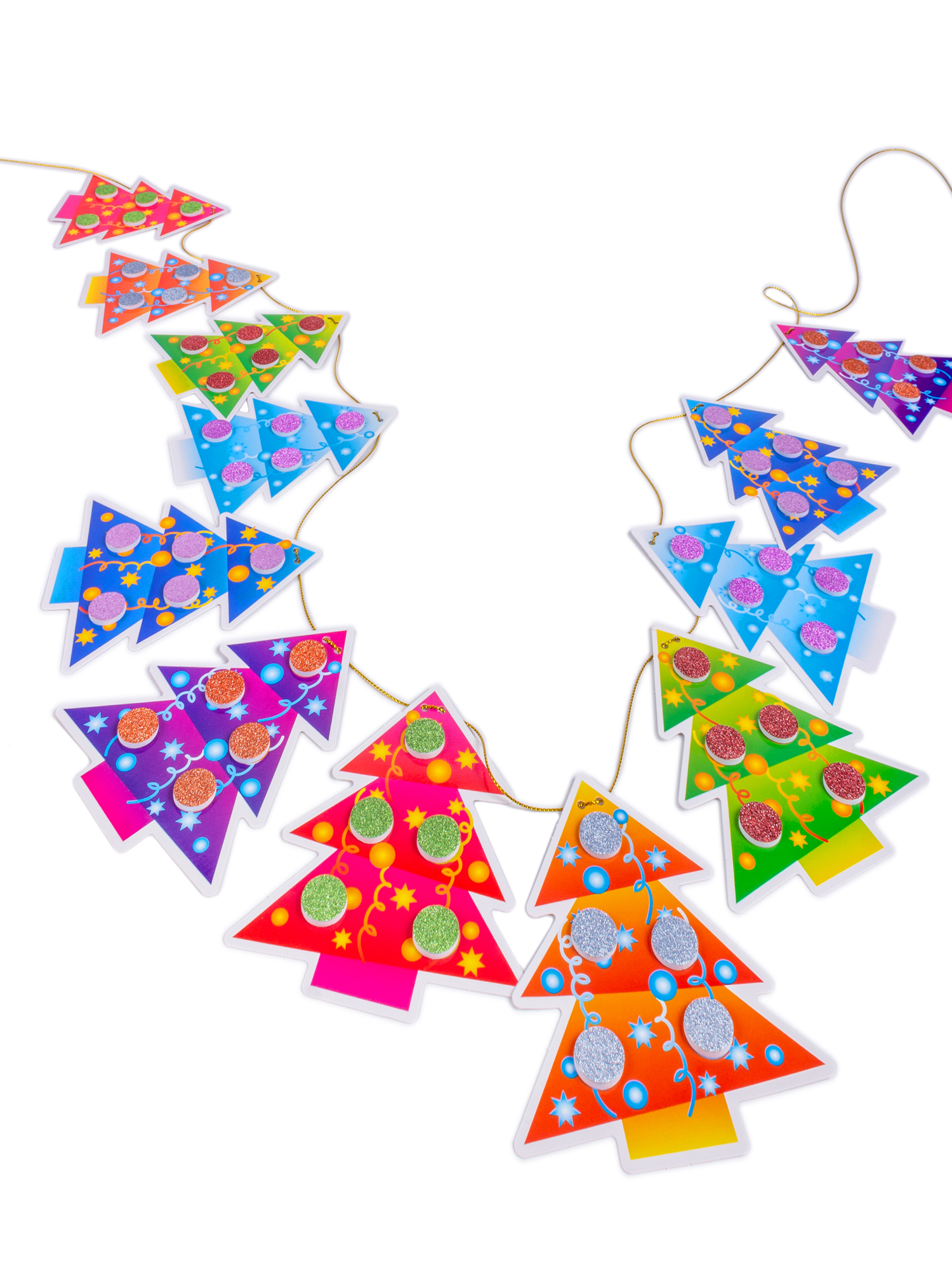 Набор для творчества Дрофа-Медиа Новогодняя гирлянда Ëлочки аппликация - фото 5