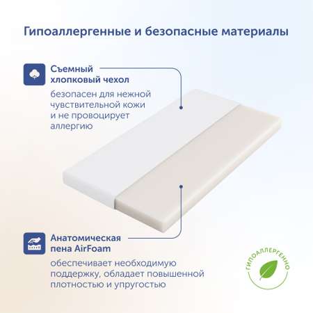 Комплект в кроватку buyson BuyBaby: пенный матрас 70х140 + одеяло 140х105 + подушка