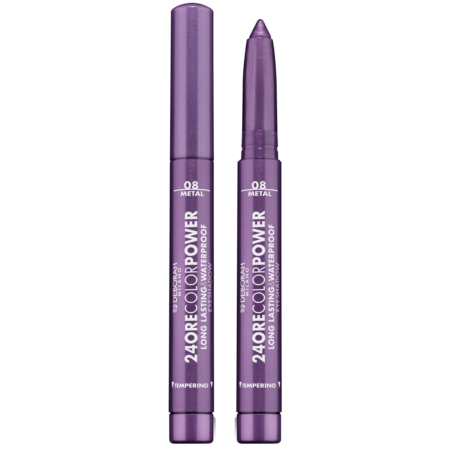 Тени карандаш Deborah Milano стойкие 24ORE Color Power Eyeshadow тон 08 глубокий фиолетовый 1.4 г - фото 1