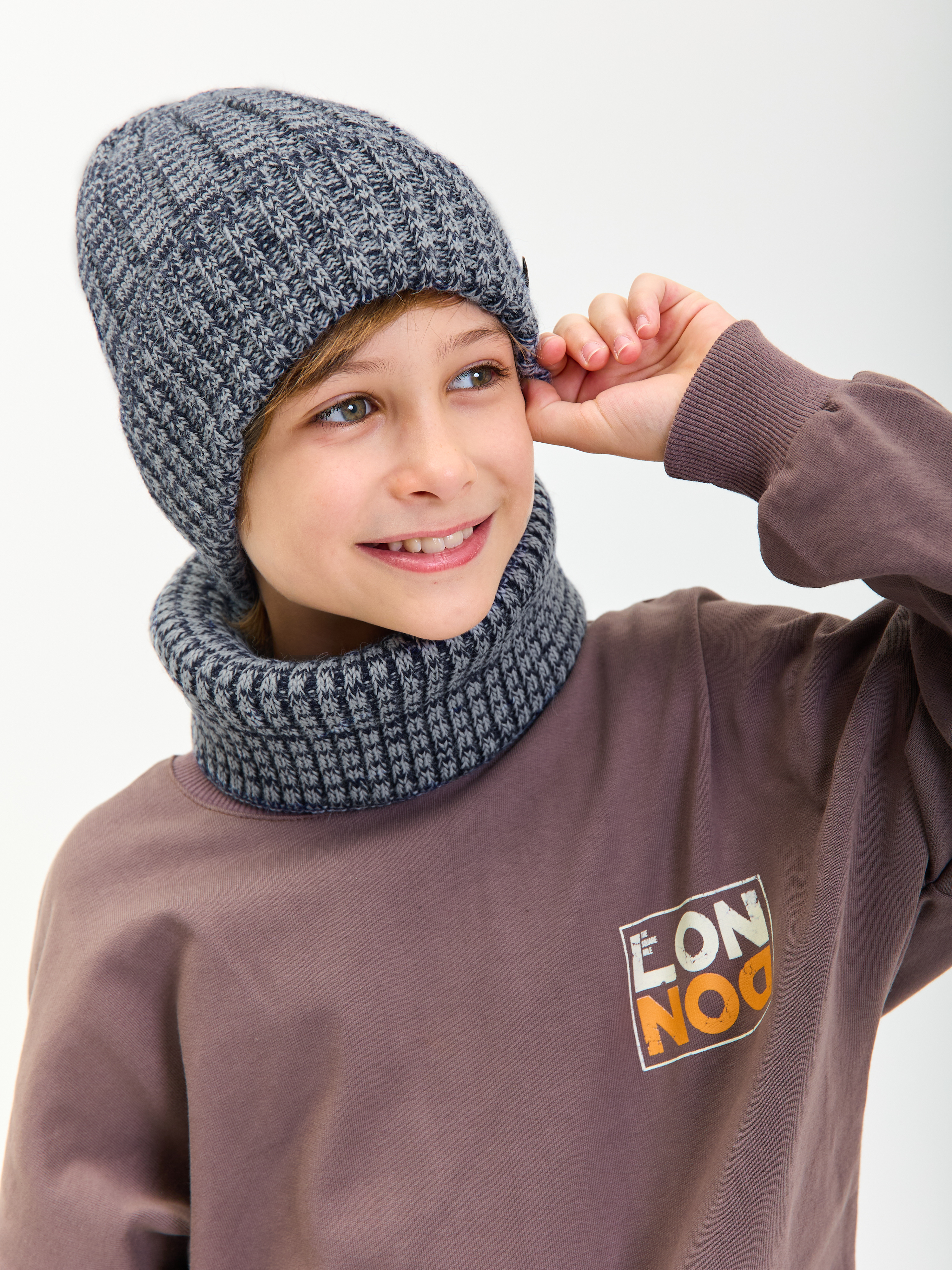 Шапка и снуд KUBRIO KU-H-107-WIN-BICOLOR-Dblue-grey - фото 5