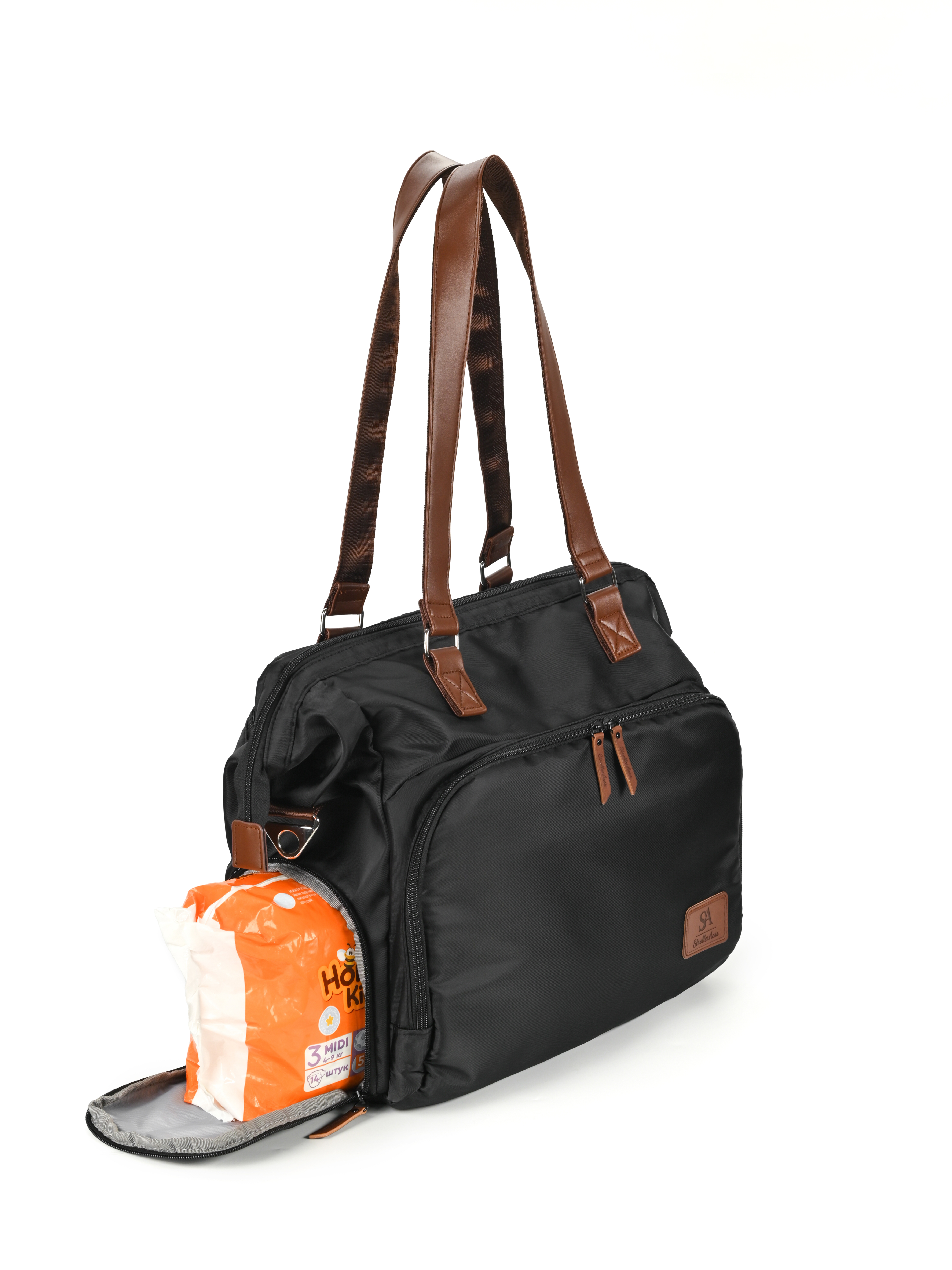 Сумка на ручку коляски StrollerAcss Сумка для мамы и малыша SA1/Черный - фото 14