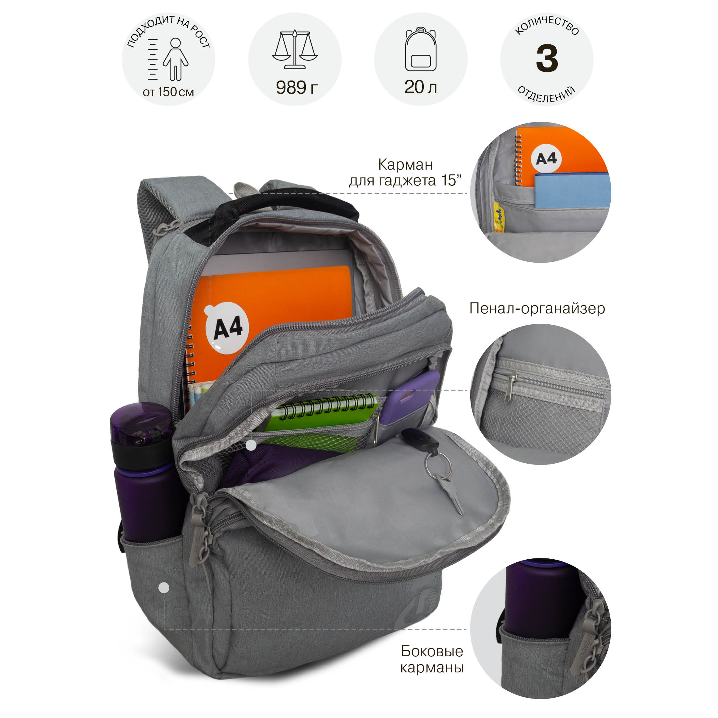 Рюкзак Grizzly для мальчика - фото 8