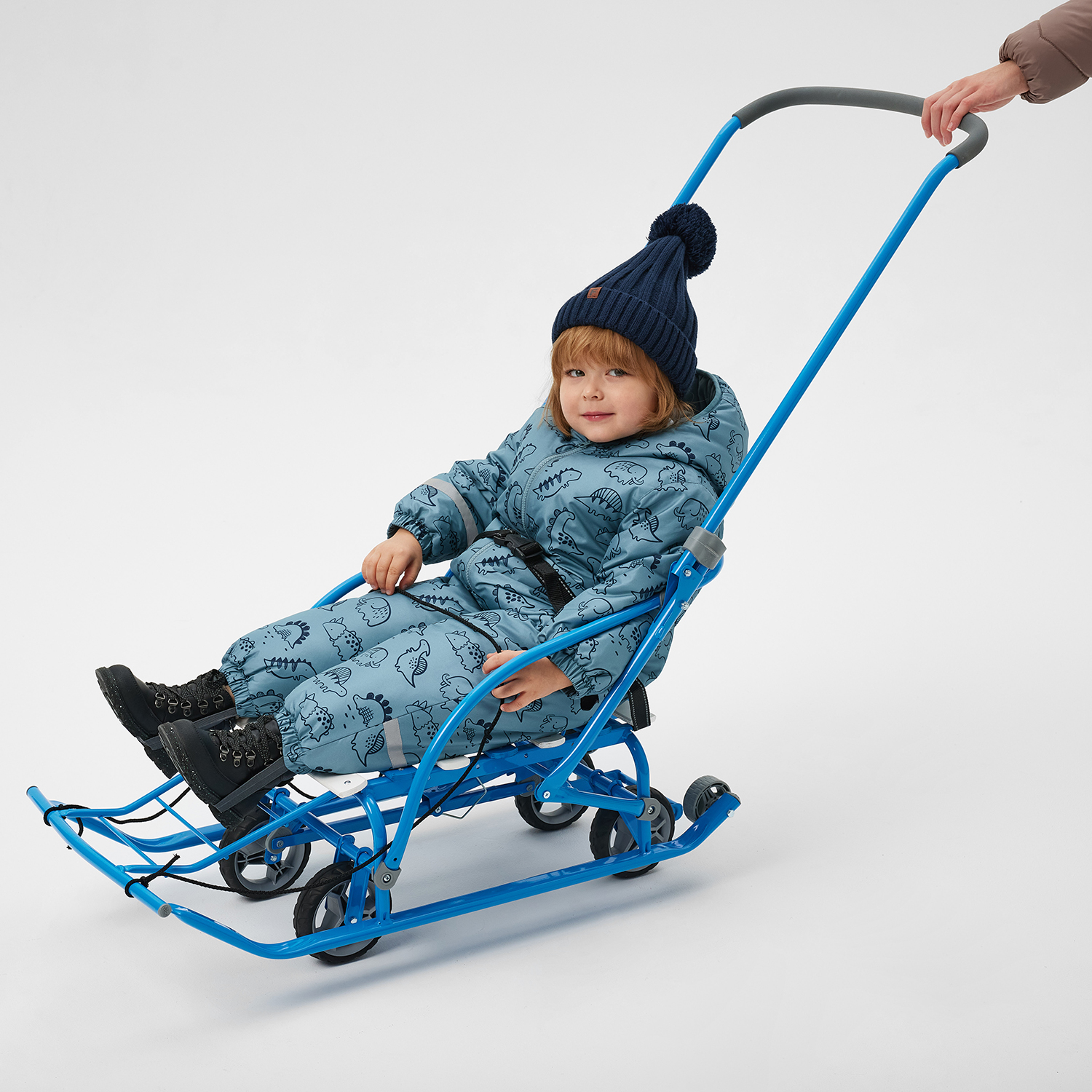 Санки NiKA kids Голубой складные, с колесами, со спинкой - фото 10