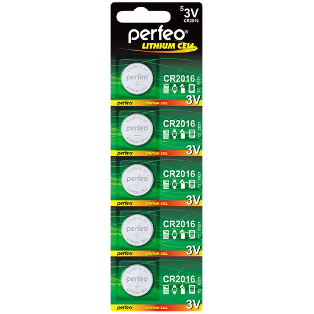 Батарейки Perfeo Lithium Cell литиевые CR2016 5BL - фото 1