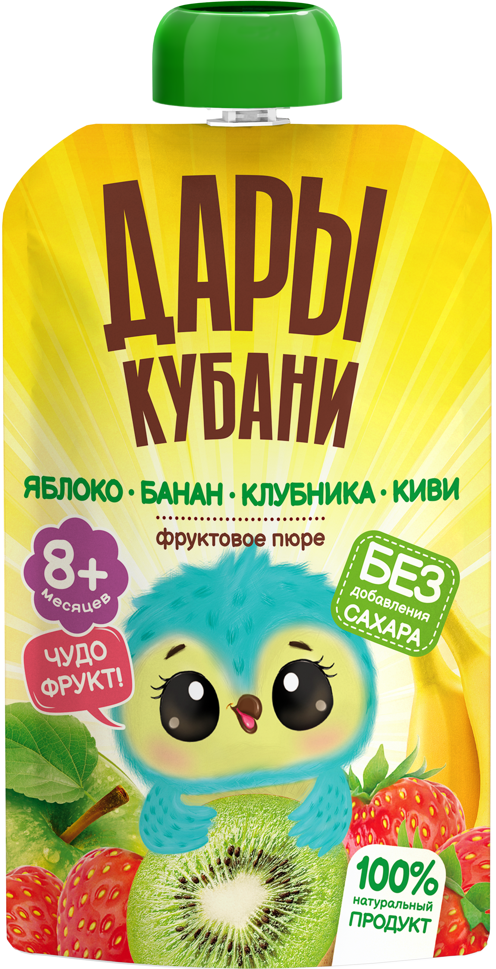 Пюре Дары Кубани Яблоко Банан Клубника Киви с 8 мес 90 г 12 упак. - фото 2