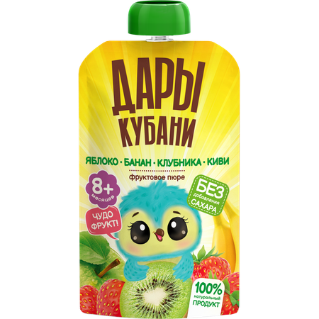 Пюре Дары Кубани Яблоко Банан Клубника Киви с 8 мес 90 г 12 упак.