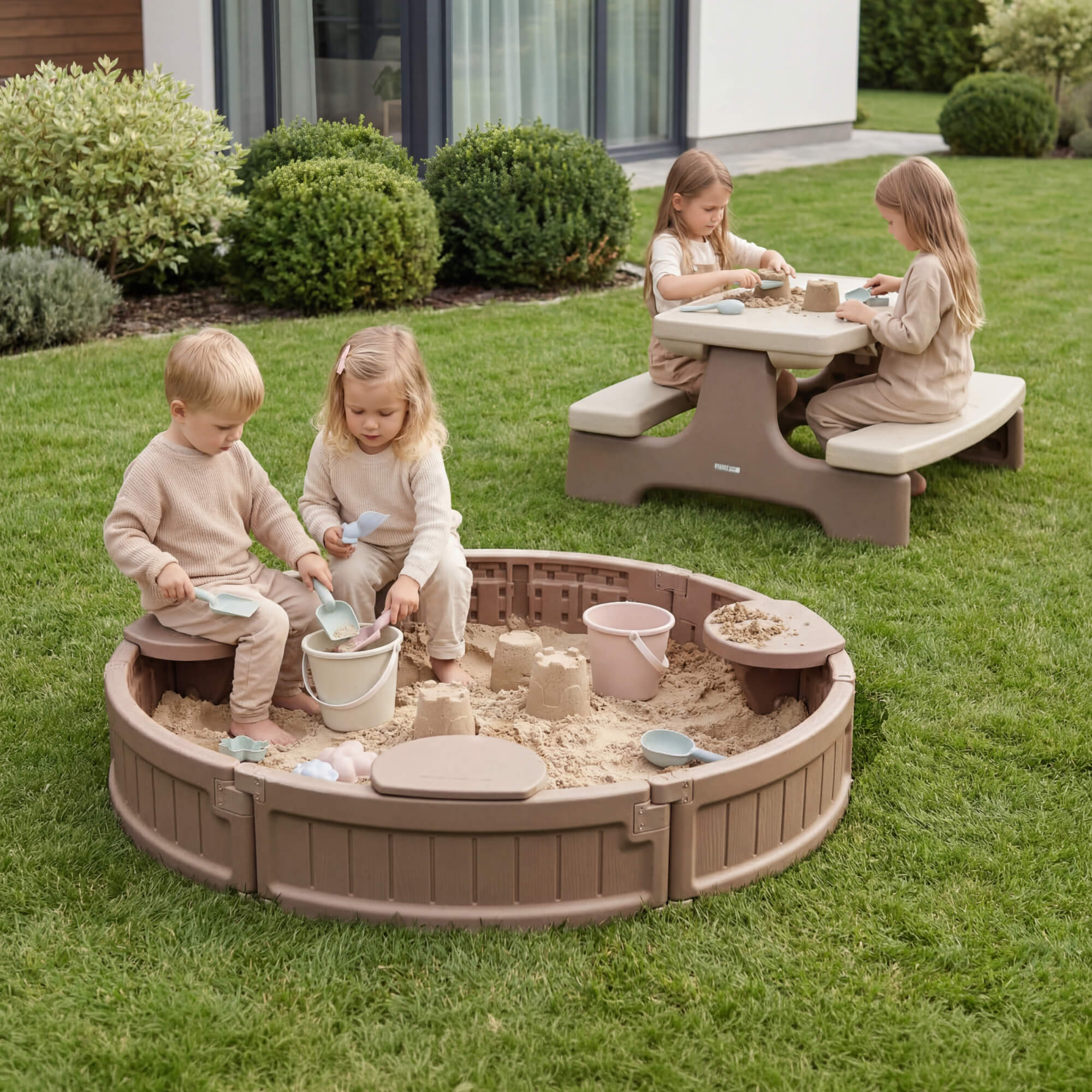 Песочница детская круглая UNIX Kids 120 см пластиковая - фото 14