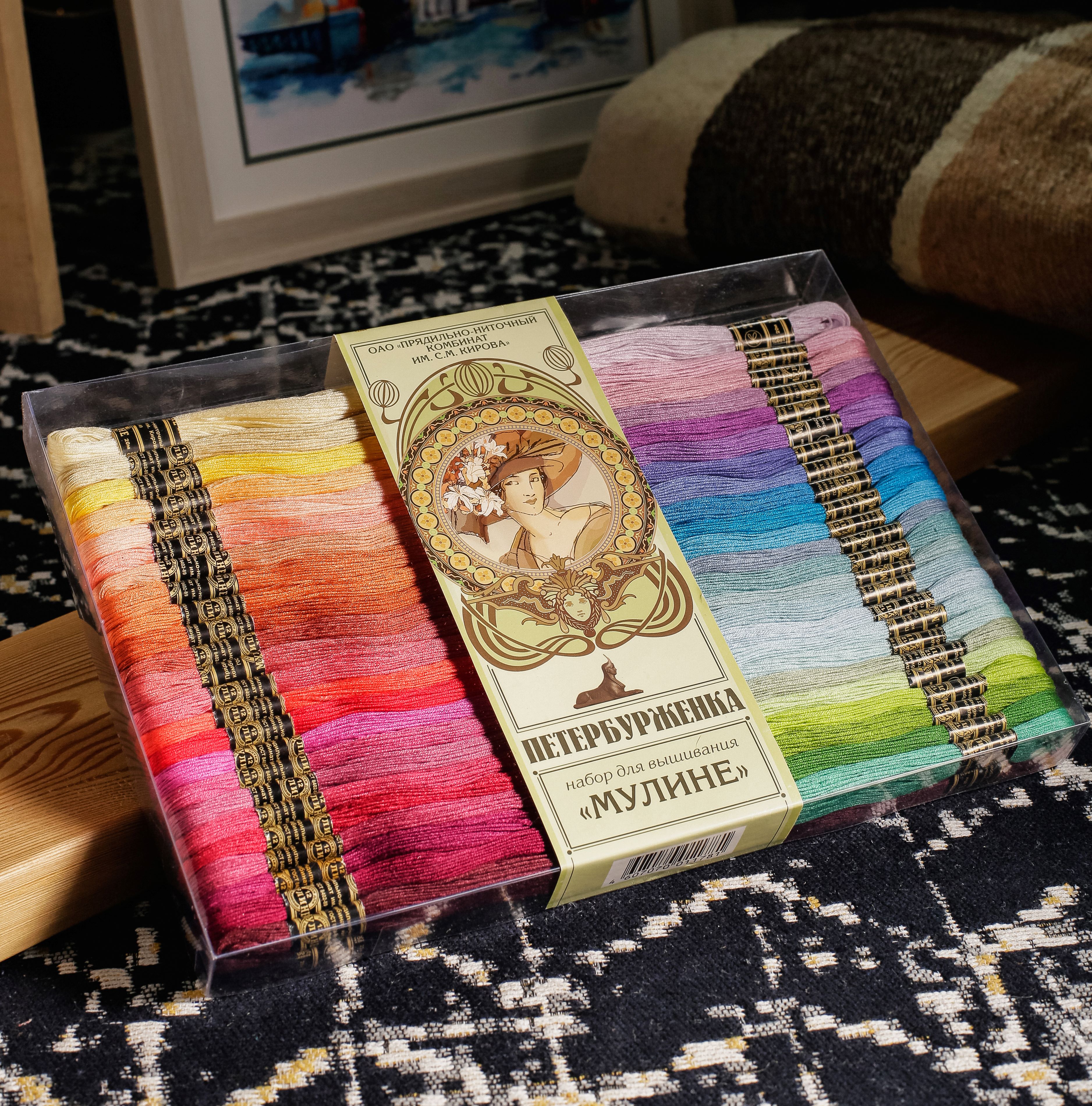Нитки вышивальные ПНК им. Кирова Мулине 10м 100шт Петербурженка мультиколор - фото 1