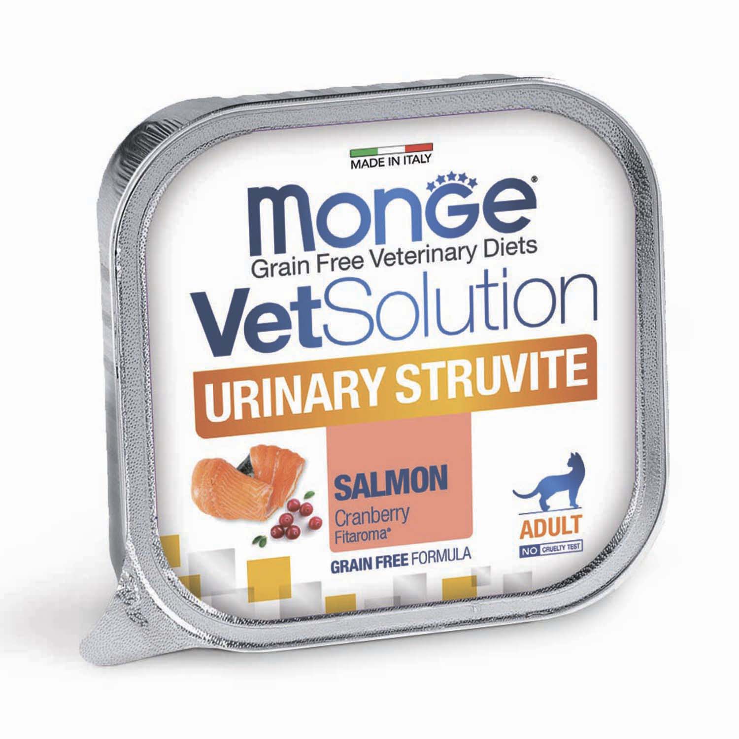 Корм для кошек диетический MONGE VetSolution Cat Urinary Struvite при струвитном течении МКБ 100г - фото 1